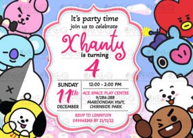 BT21 Birthday party invitation template