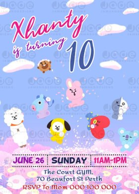 Digital BT21 birthday invitation