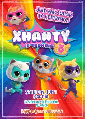 SuperKitties Birthday invitation template