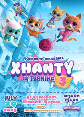 SuperKitties Birthday invitation theme for birthday event