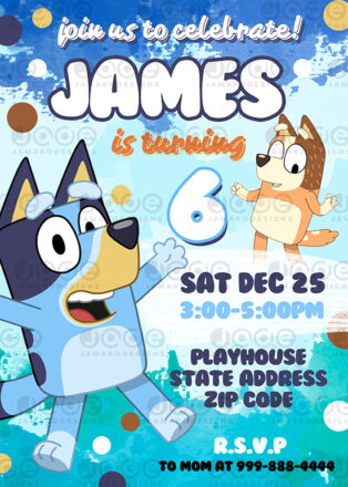 Digital Bluey Birthday Invitations 4 x 6 or...