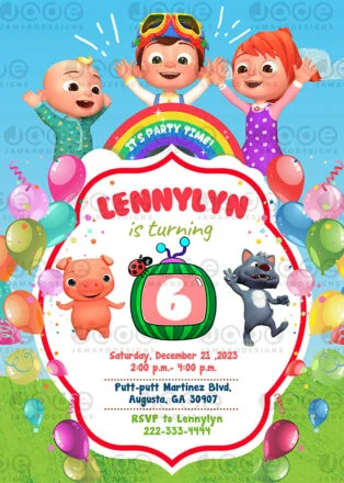 Cocomelon Digital Birthday Party Invitation 4 x 6...