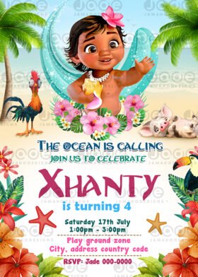 Digital BABY MOANA BIRTHDAY PARTY INVITATION