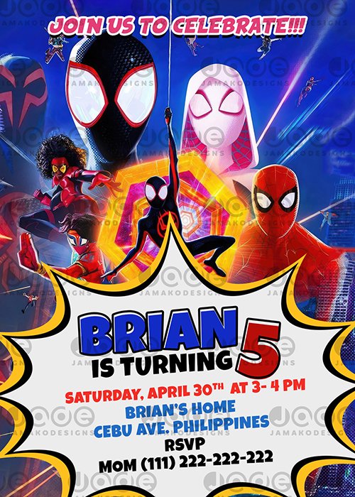 6 FREE Spidey and his amazing friends Invitations Templates for Birthdays