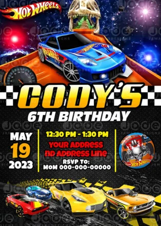 Hot Wheels Birthday Invitation 4 x 6 or...