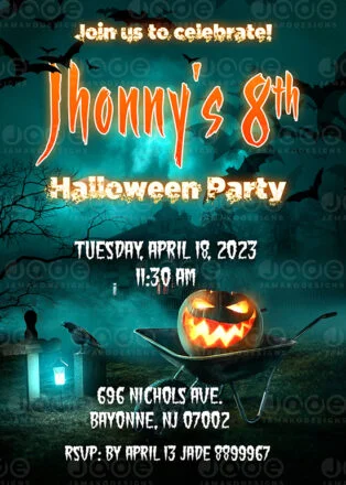 Halloweens Birthday Invitation design template 4 x 6...