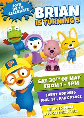 Digital Pororo Birthday invitation