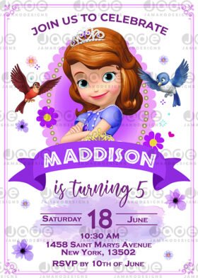 Sofia the first Birthday Invitation template