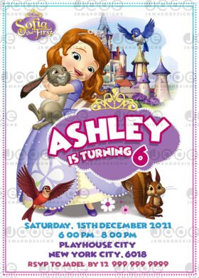 Sofia the first Digital Birthday Invitation