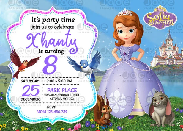Disney Sofia the first Digital Birthday Invitation 4...