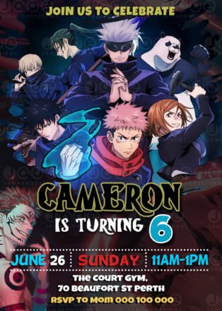 Jujutsu Kaisen Birthday Template Digital or Printable