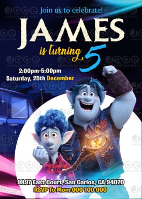 Disney Pixar Onward birthday Invitation