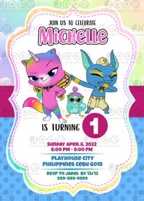 Enchanting Rainbow Butterfly Unicorn Kitty Party Invite