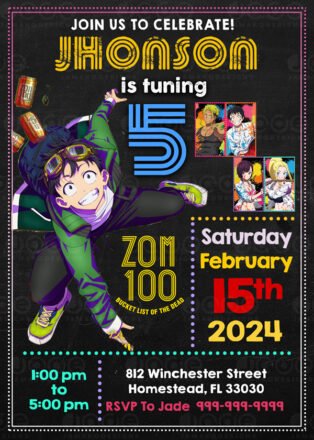 Zom 100 Birthday Invitation template