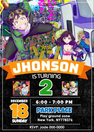 Anime Zom 100 Birthday Invitation