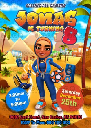 Digital birthday Invitation Subway Surfers theme